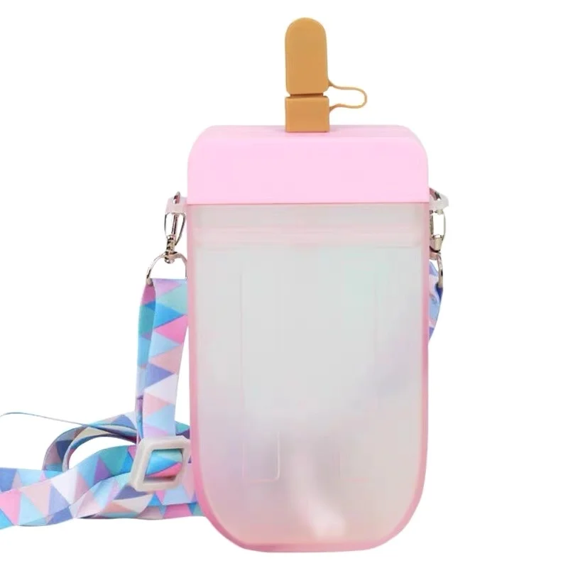 

New In stock 300ml Popsicle Drinking Bottles Women Crossbody Drink Purses Handbag with Straw Cute Ice Cream Drinking Purse, Green,yellow,pink,purple