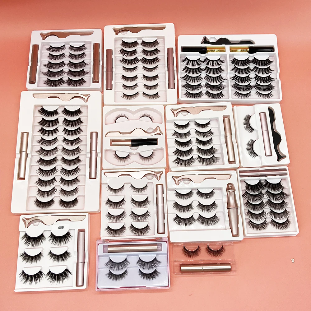 

free sample wholesale magnetic eyelashes set 3D soft vegan magnetic eyelashes private label