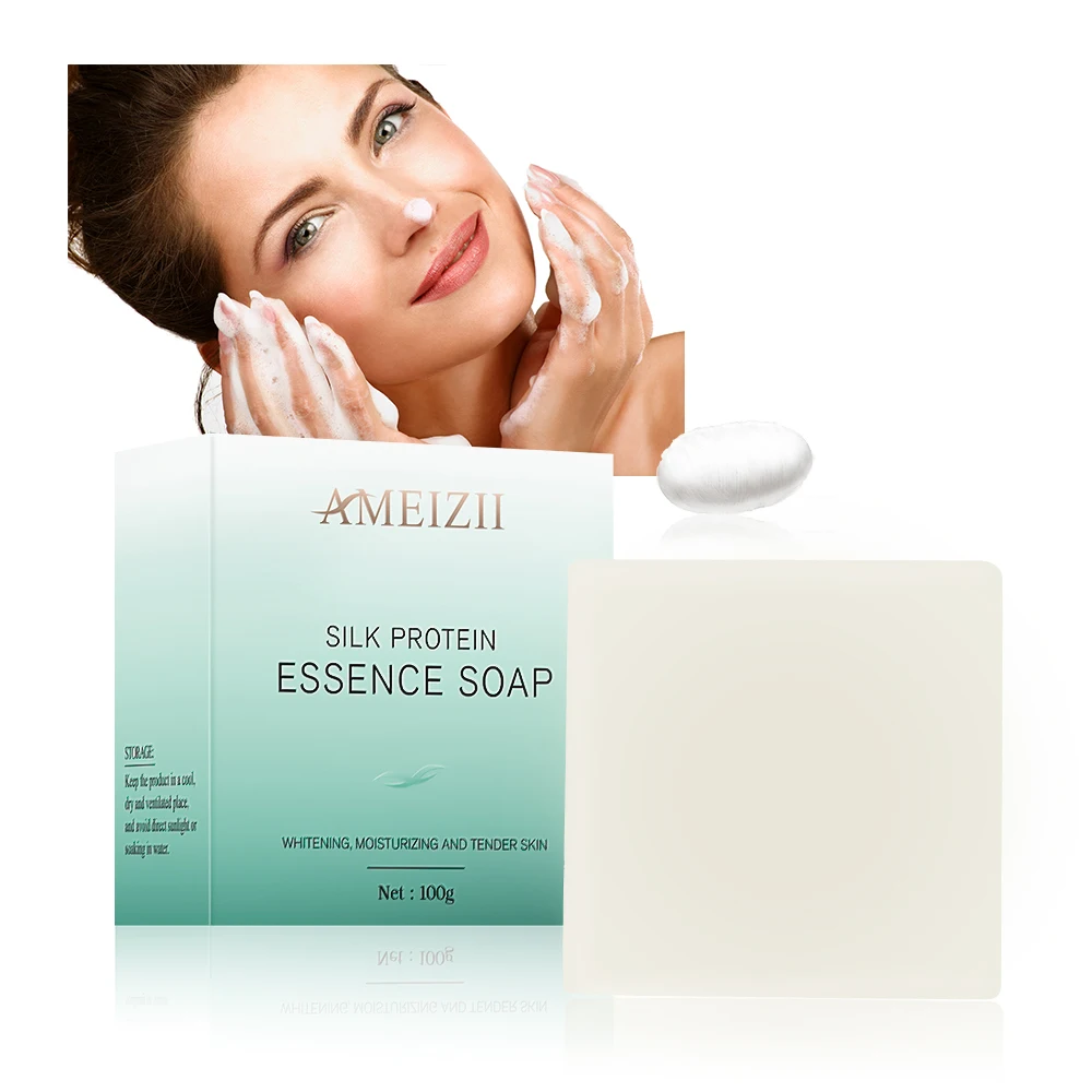 

Handmade Silk Protein Soap Essence Facial Cleansing Soap Skin Exfoliating Whitening Moisturizing Lait De Chevre Body Bath Savon