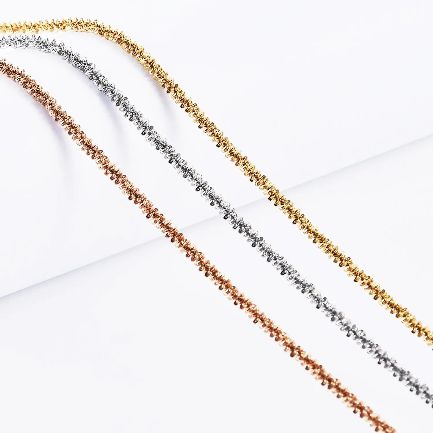 

Gold Plated Stainless Steel Necklace Silver Color Cauliflower Chain Necklace Bracelet Anklet for Jewelry Making for Men Women
