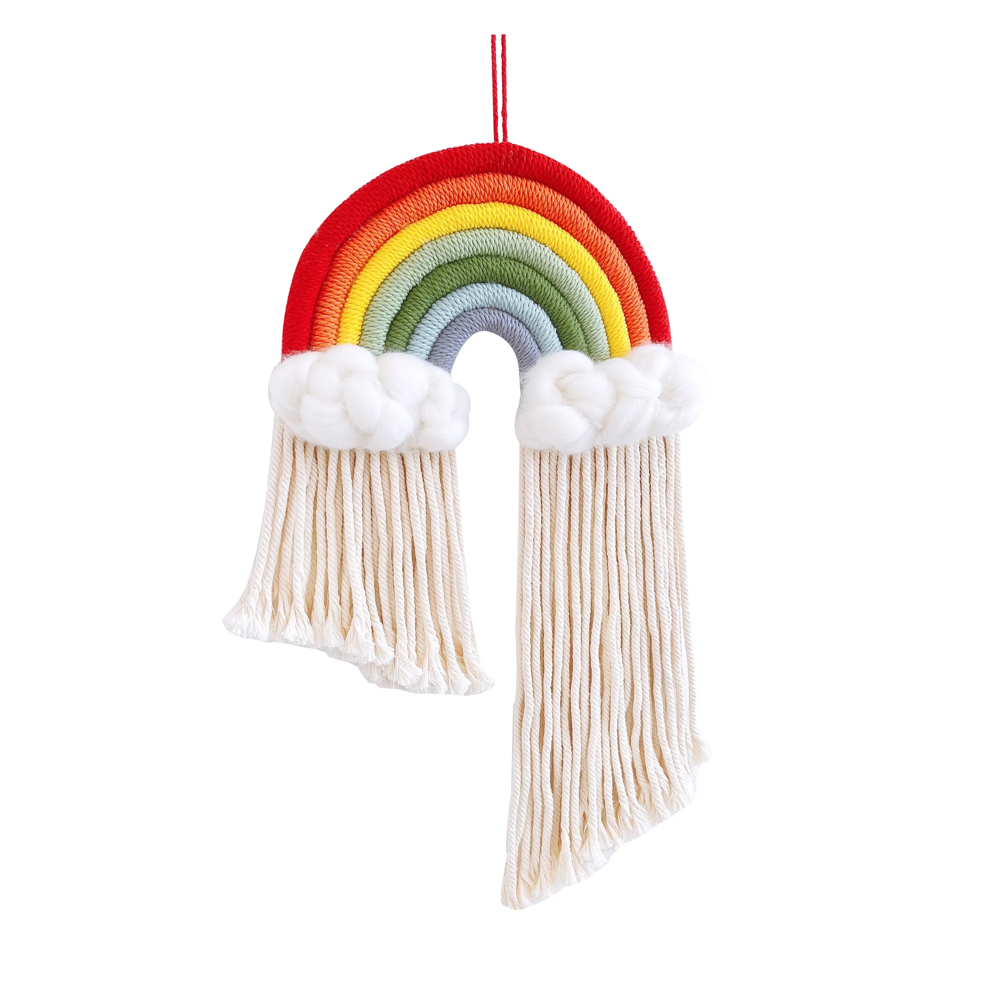 

Cute Cloud Shape Rainbow Hand Woven Macrame Wall Hanging Tassels for Home Room Decor Dorm Decoration Girls Gift, As photo showing