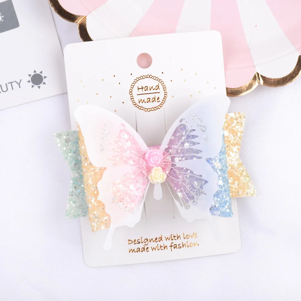 

LBV Wholesale Girl Hair Accessories Flying Butterfly Hair Clip Colorful Hairpins kids children butterfly hair clip