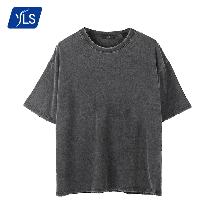 

YLS Wholesale Hot Sale Oversize Men Cotton O Neck Vintage Wash Edging T Shirt