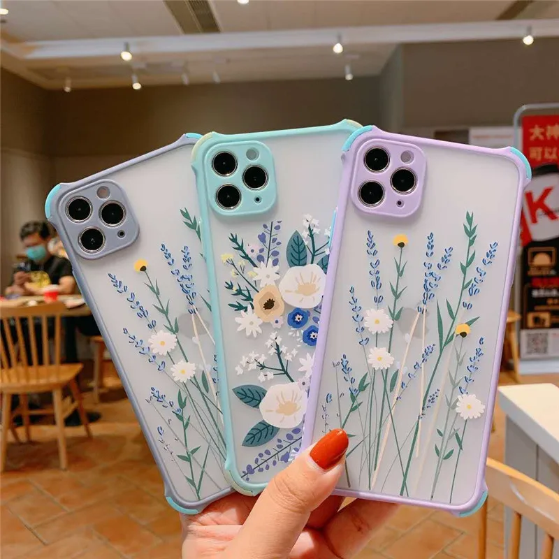 

Cartoons Anti-drop 3D relief flower soft case for iphone 11 Pro Max 7 8 Plus X XS XR MAX SE 2020 Frame case