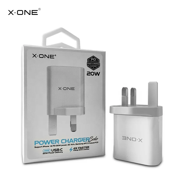 

X.ONE Universal 20W PD USB QC3.0 Fast Charging Fireproof Material Smart wall Charger With UK EU US Plug, Pearl white