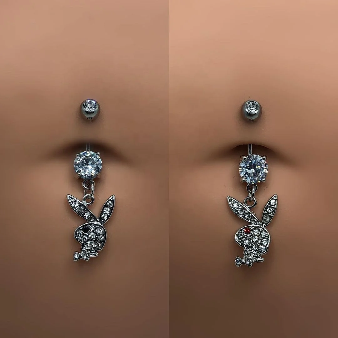 

Body Piercing Rabbit Navel Ring Bunny Belly Button Ring Play Boy Bunny Dangle Belly Button Piercing Available