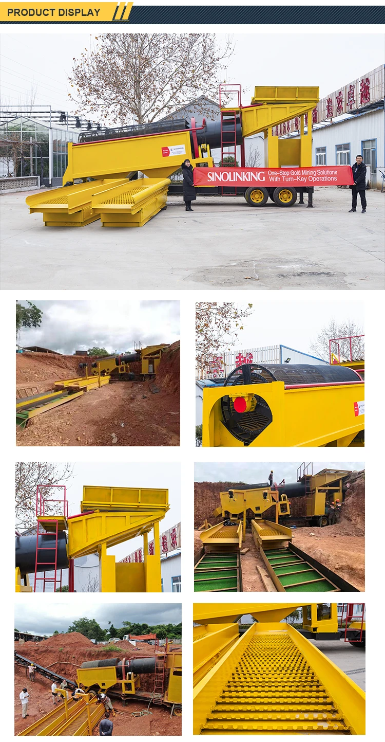 Alluvial Gold Washing Machine Screen Trommel Processing Plant Mobile Gold Mining Equipment