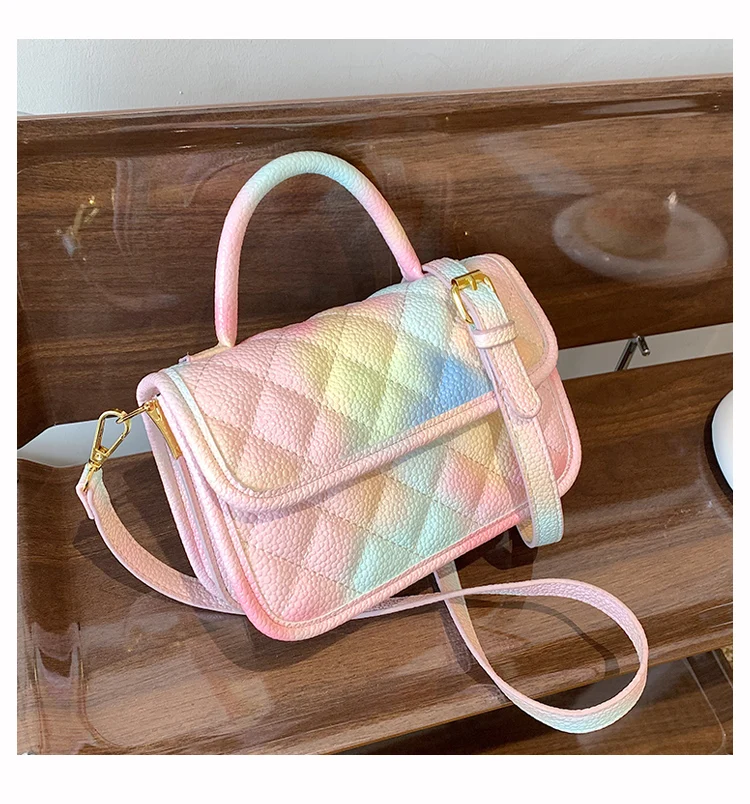 

Summer 2022 Neon Handbag Fashion Cute Quilted Roll Ladies Neon Purse and Girls Bags, 4 colors