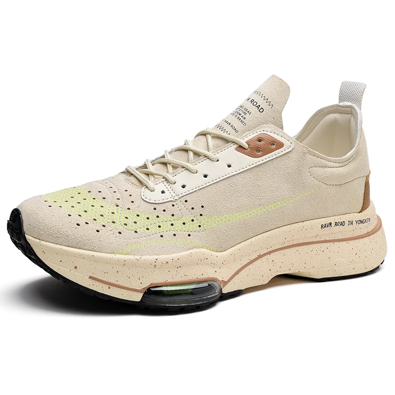 

New Styles Gym Sneakers Microfiber Leather Sports Shoes Anti-slip Wear-resistant EVA Sole Men Women Sport Running Shoes, White, black, beige