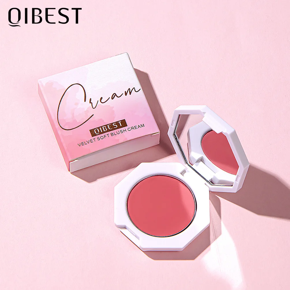 

QIBEST Blush Peach Cream Makeup Blush Palette Cheek Contour Blush Cosmetics Blusher Cream Korean Makeup Rouge Cheek Tint Blush