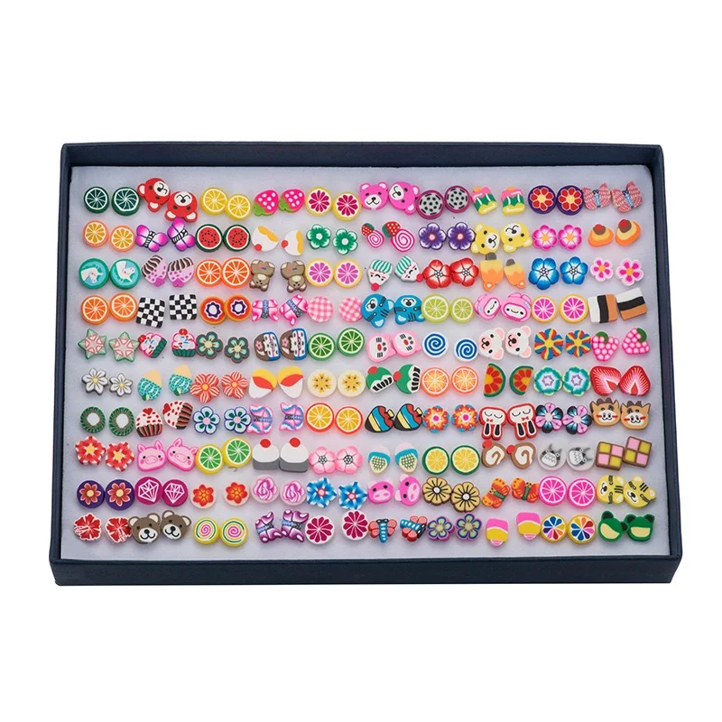 

Multi-color Flower Animal Fruit Cute Kids Plastic Studs Earrings Anti-allergic Earring Studs For Girls