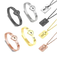 

Multicolor Stainless Steel Love Gift Heart Lock Key Couple Bracelets