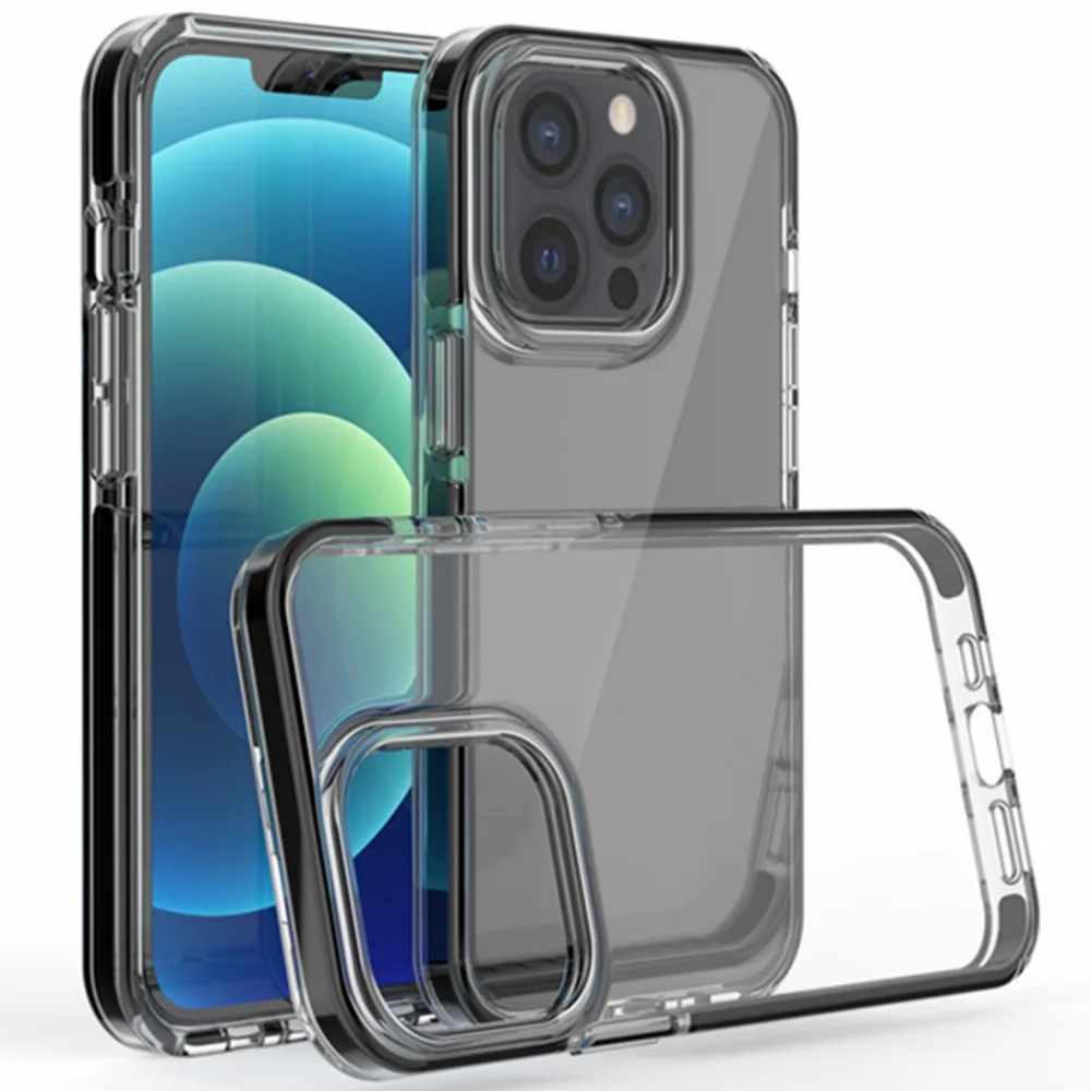 

Crystal Clear Designed Shockproof Protective Phone Case for iPhone 13, Slim Thin Cover [Not Yellowing][Military Grade Drop Test], Black