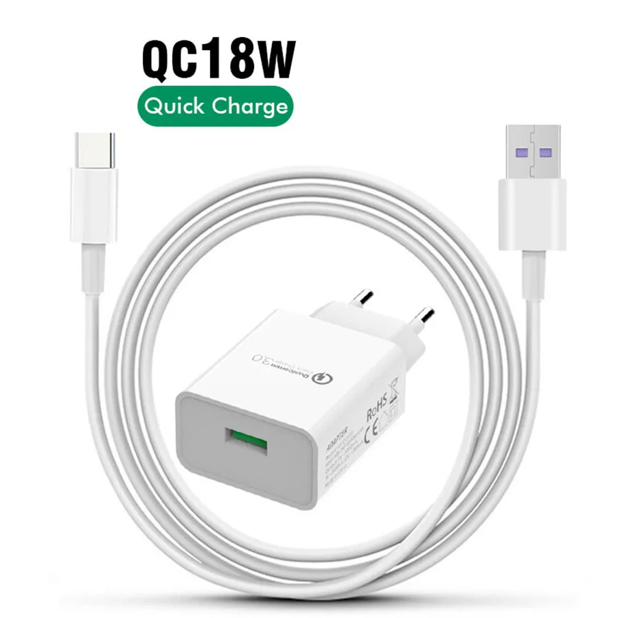 

Fast Charger Qc 3.0 Usb Charger For Iphone X 7 8 Ipad Fast Charger Qc3.0 Eu / Us Plug For Samsung S8 Mobile Phone Charge, White / black
