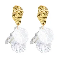 

White Shell Flower Petal Drop Earrings For Women New Statement pendientes Trendy Jewelry
