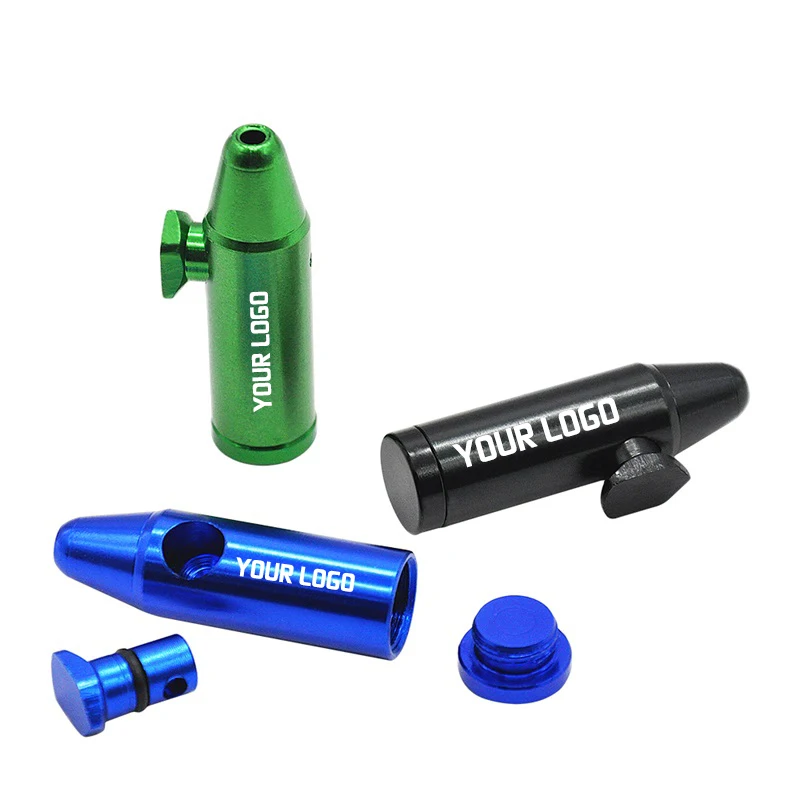 

Portable Aluminum Bullet Rocket Sniffer Snuff Snorter Dispenser Powder Snuffer custom logo smoking accessories, Colorful