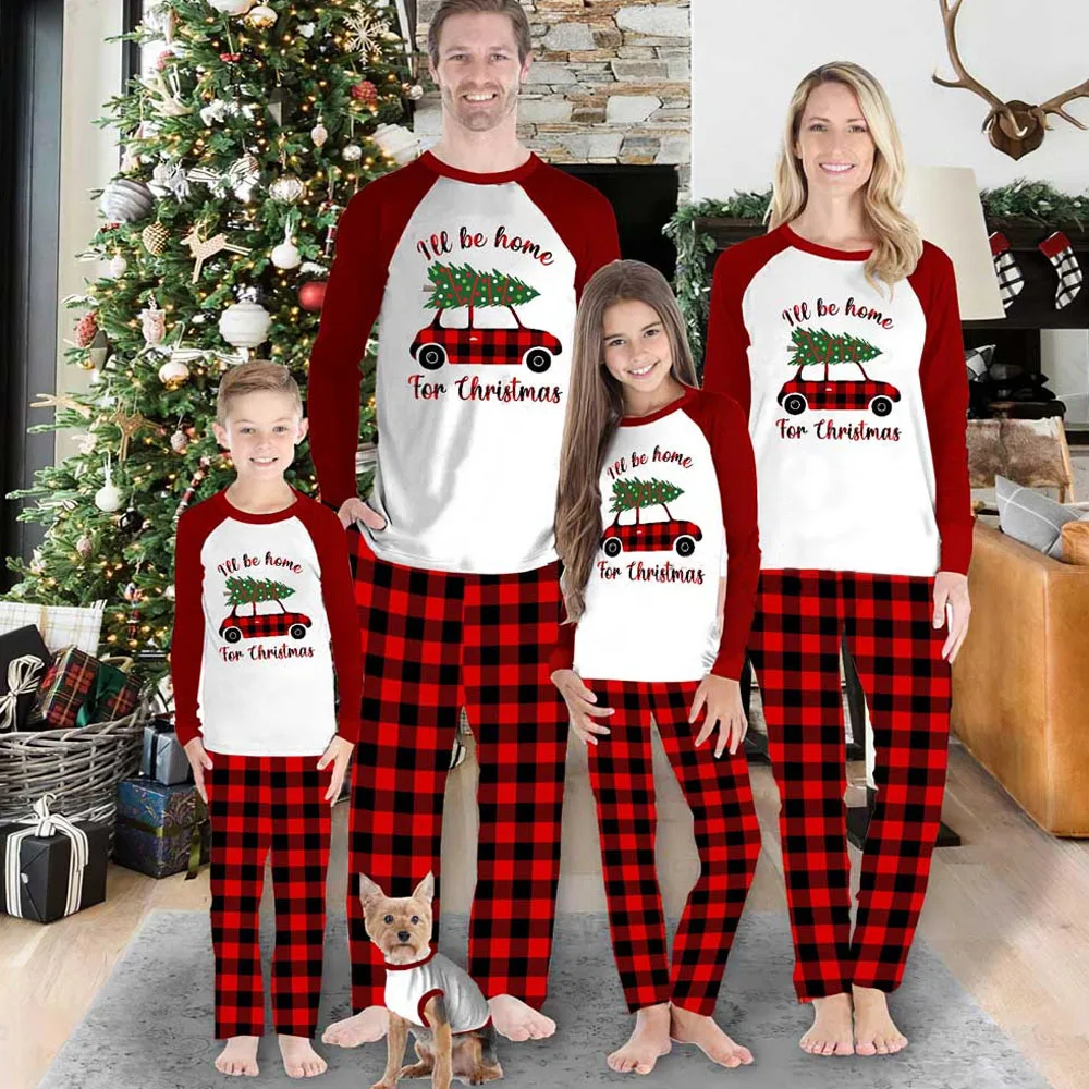 

2021 New Family Matching Cloth Family Clothes Matching Christmas Pajamas Outfits Parent-Child Home Wear Pajamas Suits, Picture color