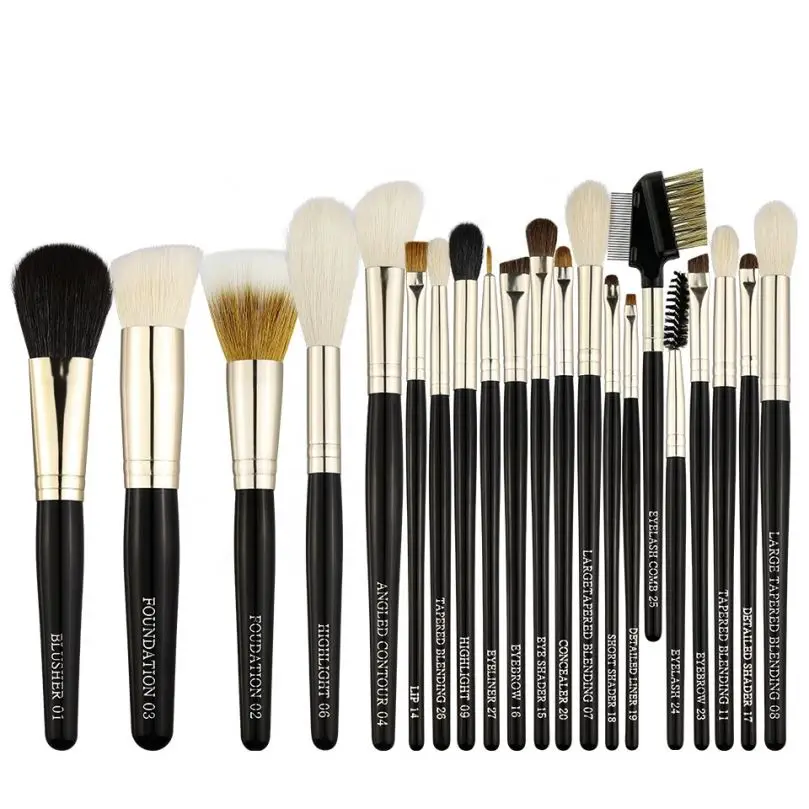 

BEILI Makeup Artists' Choice Black 21pcs make up brushes Natural goat pony hair Matte handle makeup brush set stock, Customized color