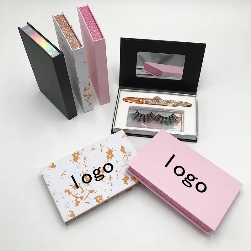 

2022 New Arrival 3D Fluffy Dramatic Mink Eyelash Empty Boxes Tweezers and Liquid Eyeliner Glue Pen Set, As pics show