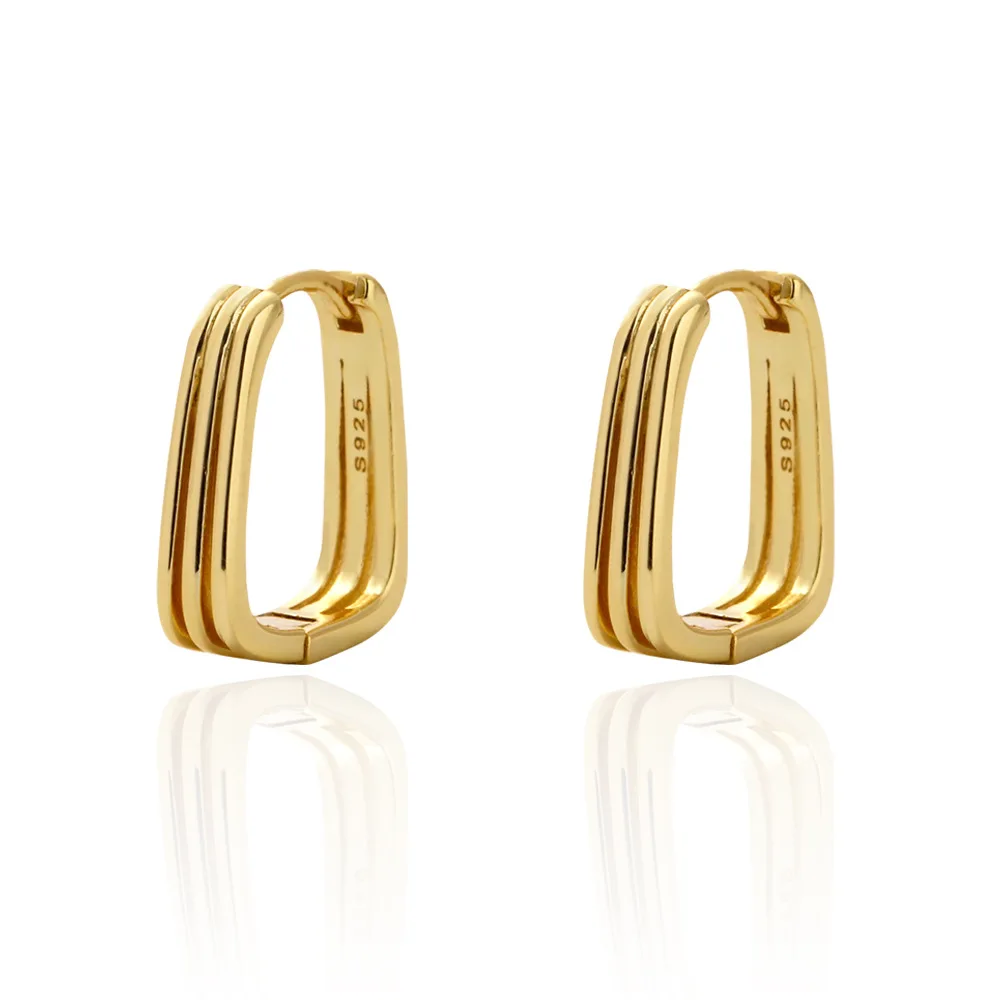 Silver Jewelry 18K Gold Plated 925 Sterling Silver Geometric Earrings for Women Minimalist 925 Silver Earring Jewelry Wholesale