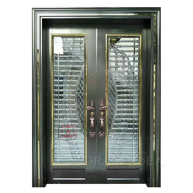 Exterior Security Stainless Steel Door Double Main Door With Double