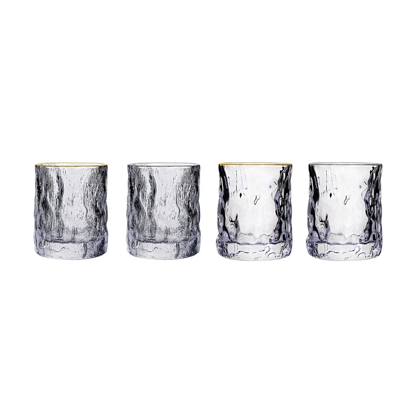 

China Latest Hot Sale Factory Wholesale Handmade Whiskey Glass Cup with Gold Rim