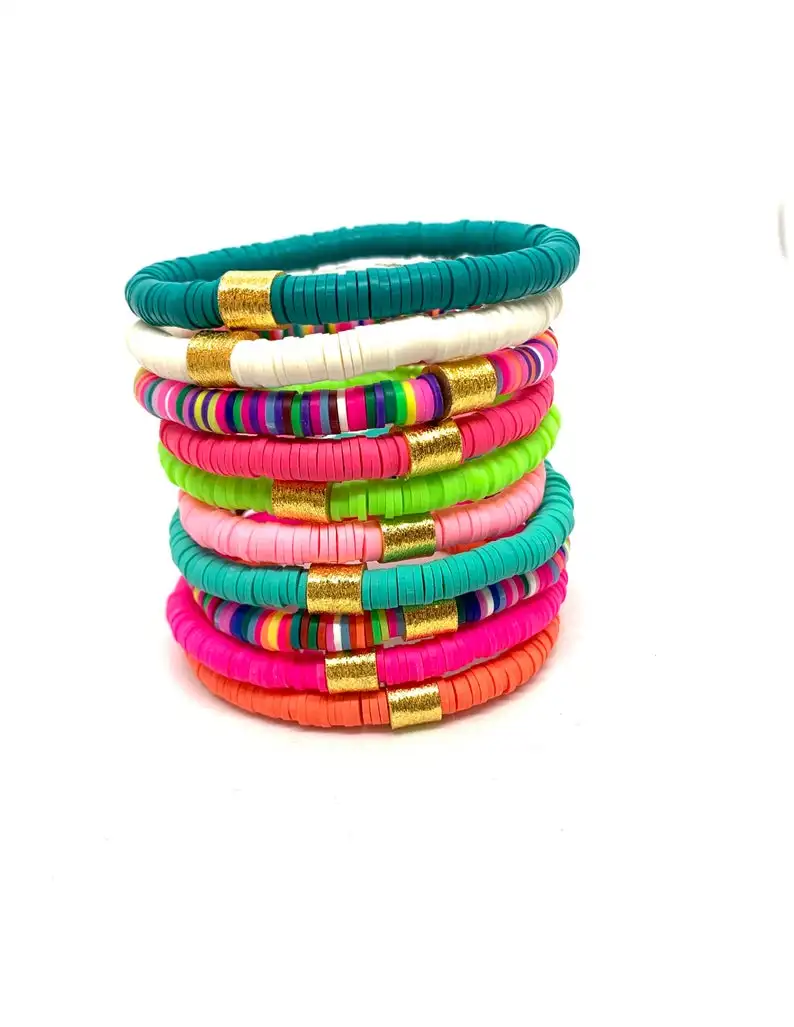 

Bohemian Summer Colors African Disc Heishi Clay Stacking bracelets