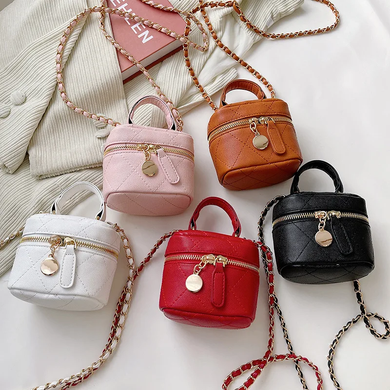 

Newest Design pu leather mini kids messenger bag geldbeutel small women hand bags handbag chain purse