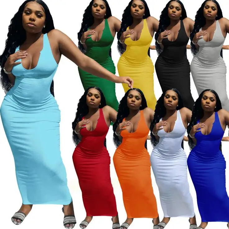 

Plus Size Womens Clothing Casual Dress Summer 2021 Fashion White Sexy Bodycon Long Maxi Dresses Women