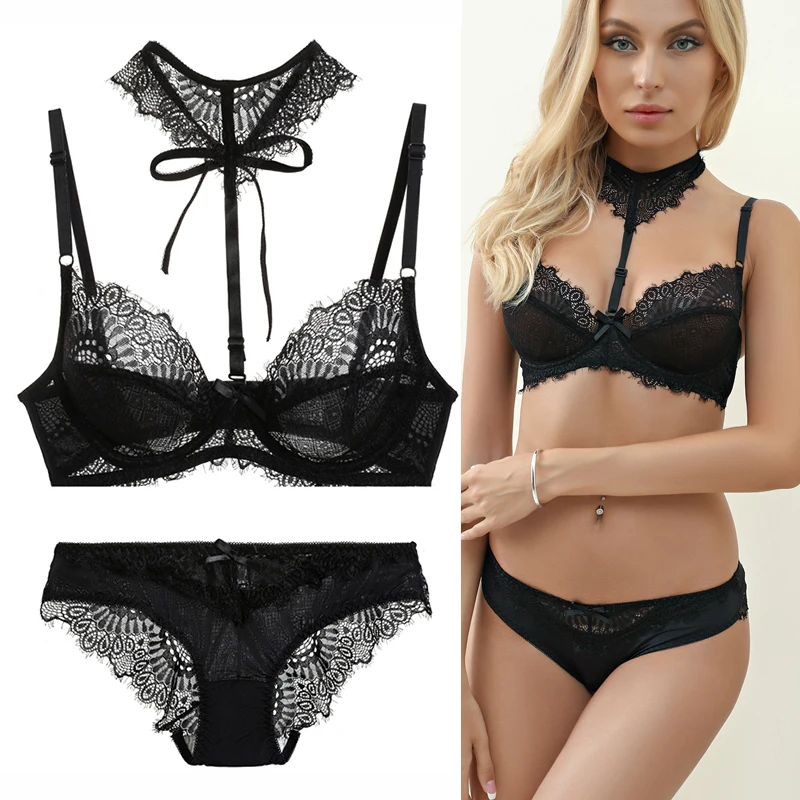 

New Design French Ultra-thin Soft Lace Bralette Underwear Set Ladies 2022 Lingerie Sexy Bra And Panties