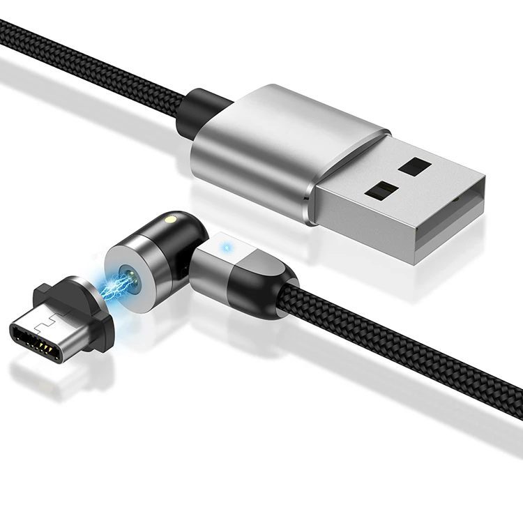 

Factory Wholesale 540 Degree Rotate Charging Cable Magnetic Usb Data Cable, Pueplr/ black/silver/black
