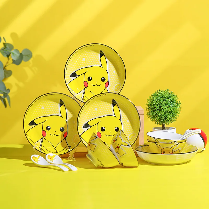 

Ceramic Lightning Pikachu Household Dishes and Plate Set Packing Modern Pattern, Yellow