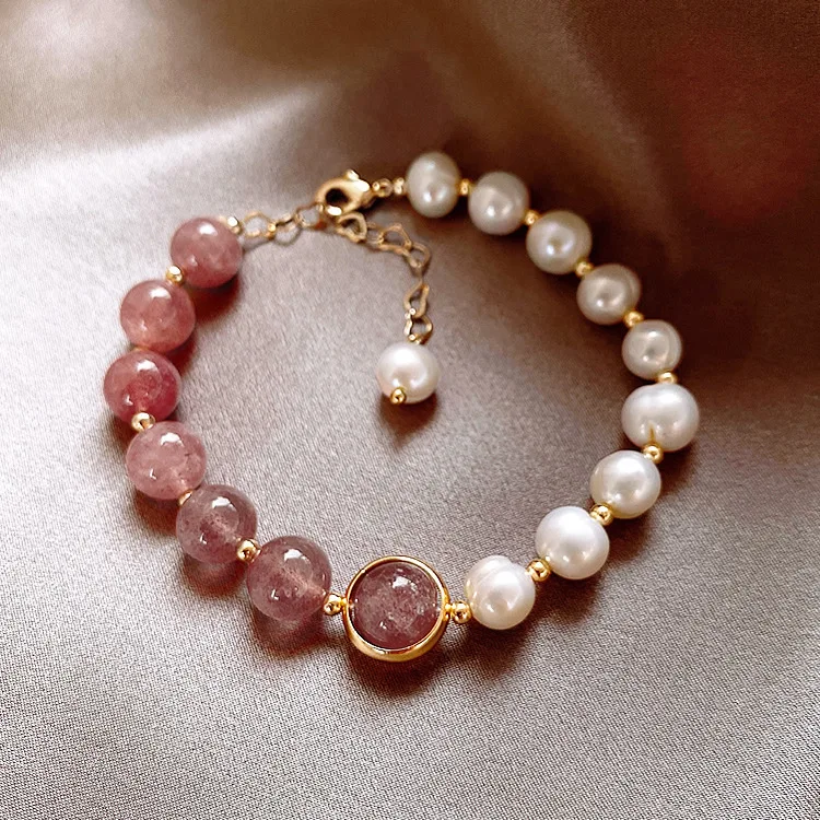 

Copper accessories bracelet natural pearl bracelet female Korean style simple crystal bracelet, 2 colors