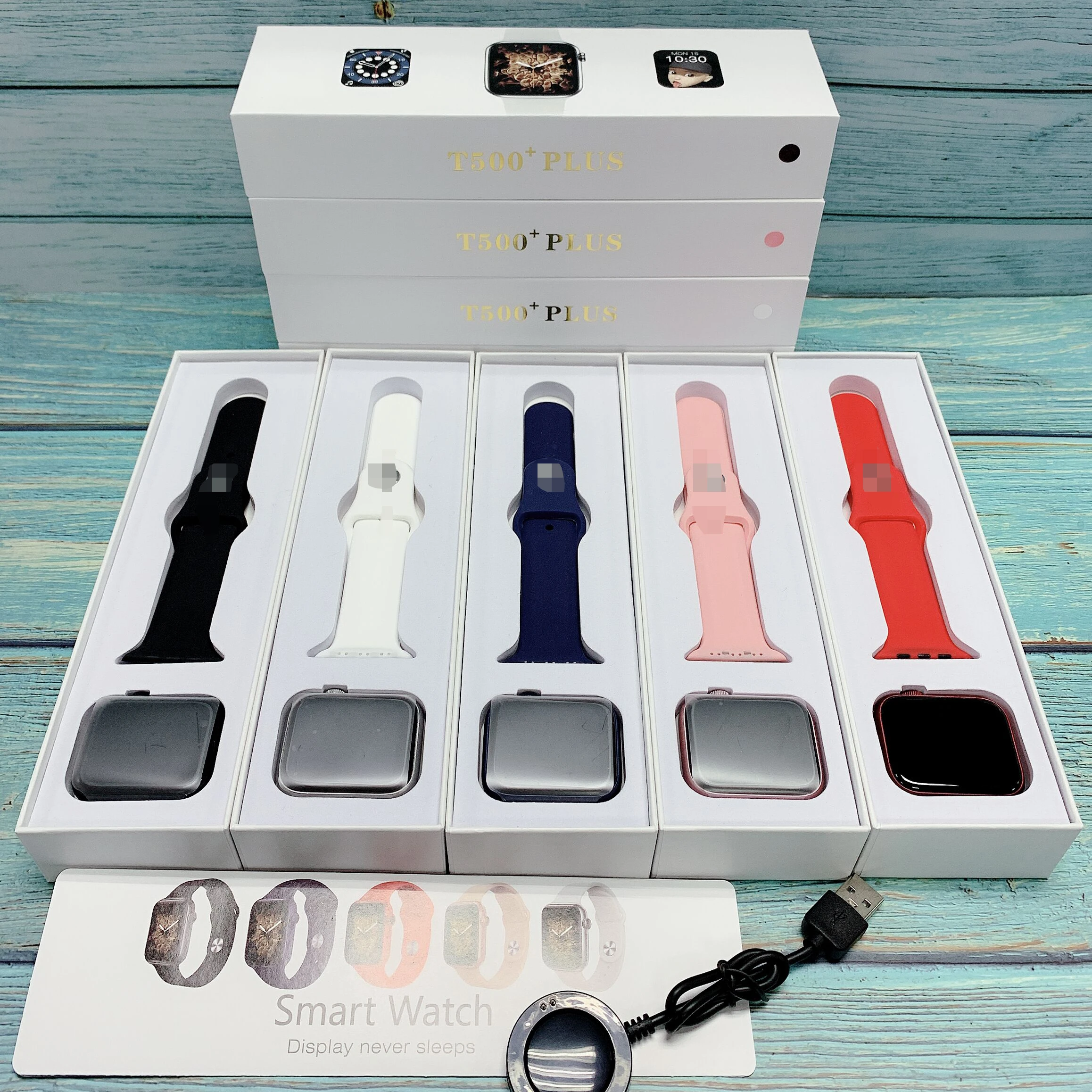 

2022 New T500+ Plus Smart Watch 1.75 Inch Full Screen Series 6 m2 wear Games Wireless Call T500 Smartwatch, 5 colors