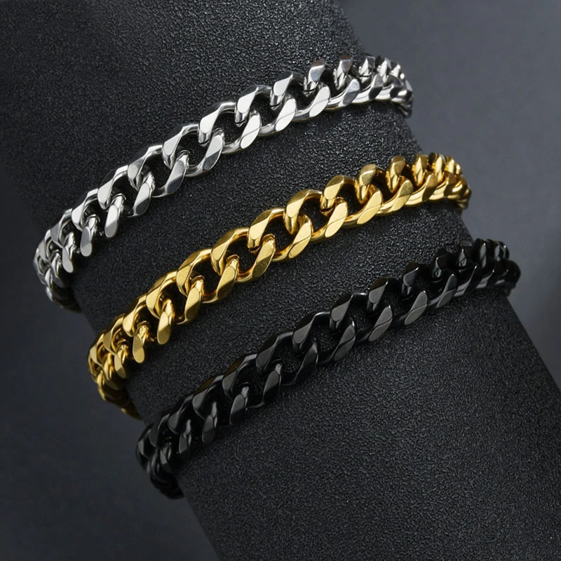 

New Trendy Cuban Chain Men Bracelet Classic Stainless Steel 3/5/7mm Width Chain Bracelet For Men Women Jewelry Gift