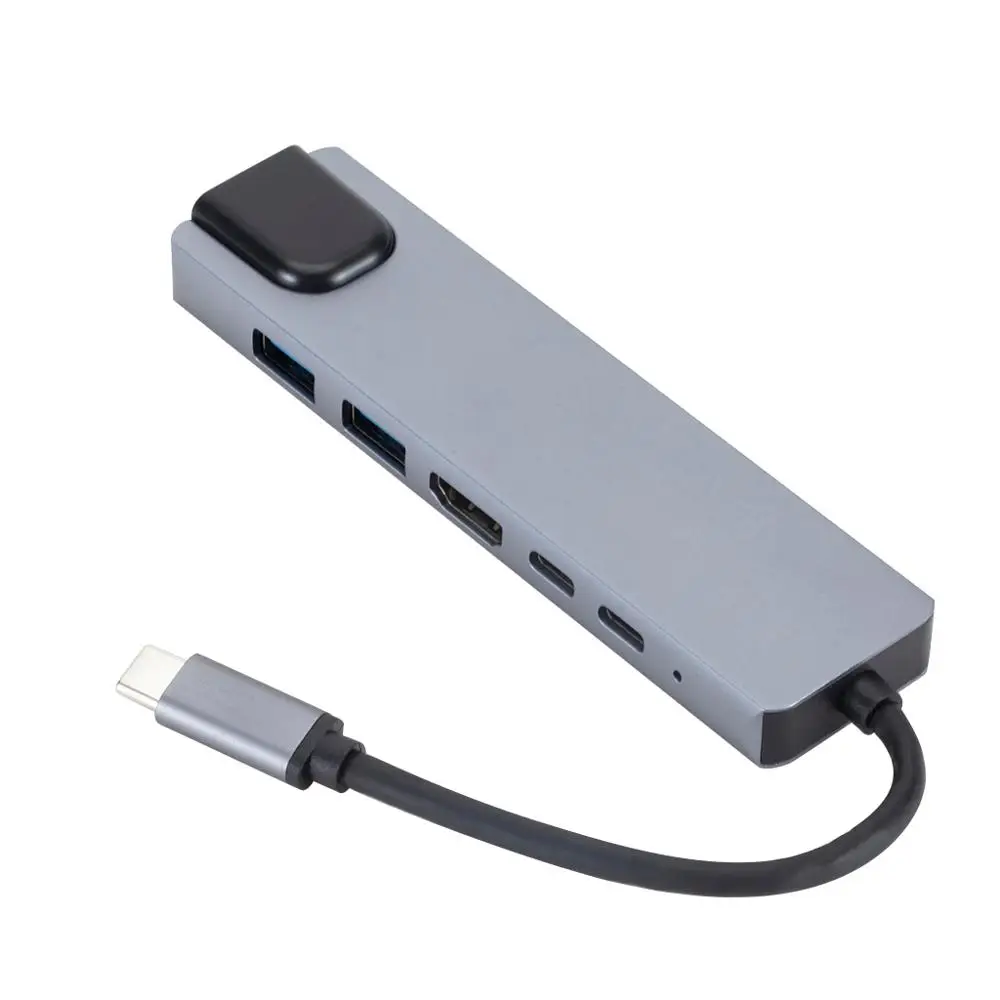 

for macbook laptop 6 in1 USB-C type c type-c HDMI 60HZ USB3.0 x 2 PD Charging USB C Gigabit Ethernet RJ45 HUB Adapter, Grey