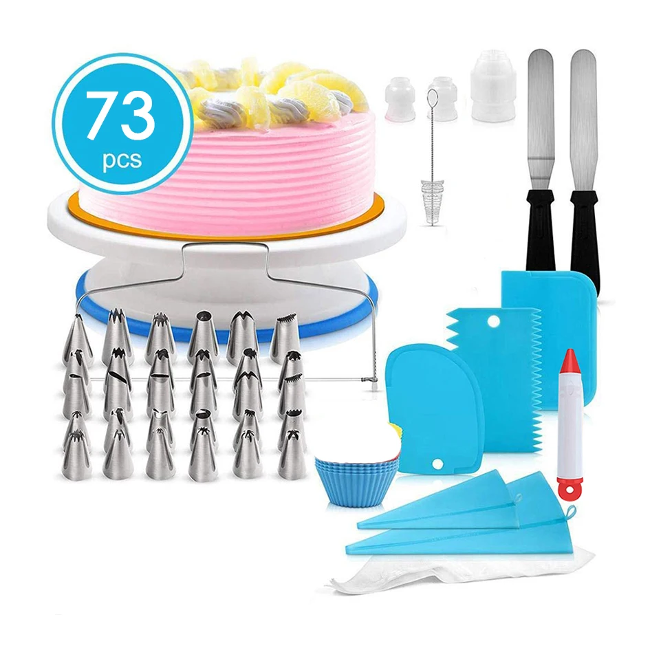 

73pcs set cake decorating tool cream nozzle piping bag Amazon hot sell DIY bakeware set