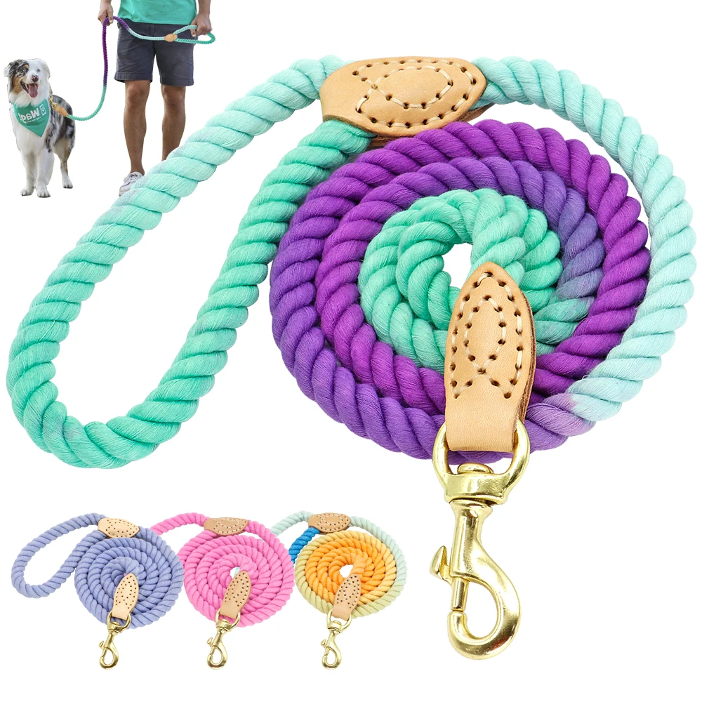 

150cm Leash Round Cotton Dogs Lead Rope Colorful Pet Long Leashes Belt Outdoor Dog Walking Training Leads Ropes, Blue/orange/pink/rose