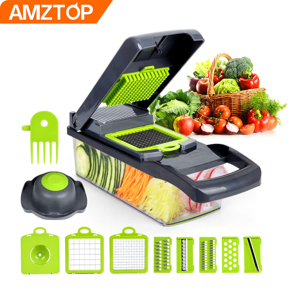 

B97-0084 Amz Hot Selling 2023 Kitchen Multi 12 In 1 Manual Fruit Vegetable Cutter Chopper Dicer Veggie Slicer Vegetable Chopper