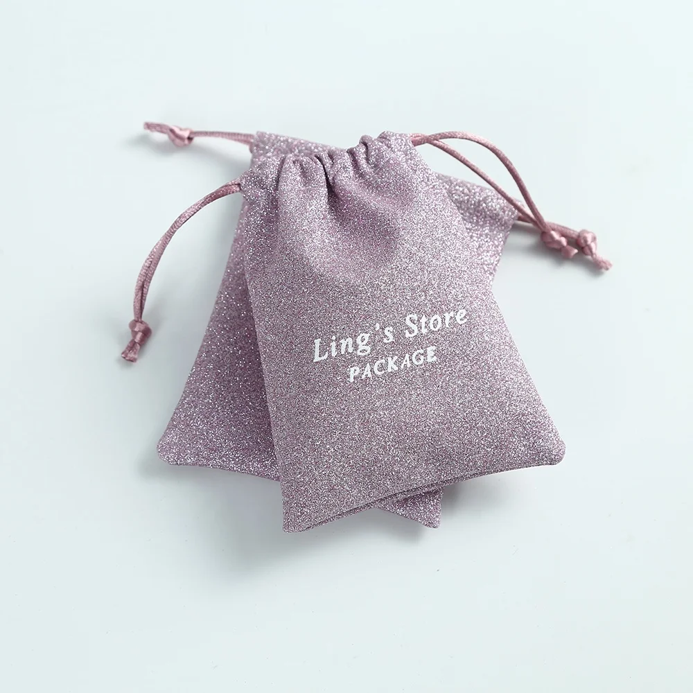 8x10cm Factory Modern Fashion Envelope Suede Bag Glitter Sequins Jewelry Bags Package Cosmetic Pouch Custom Logo
