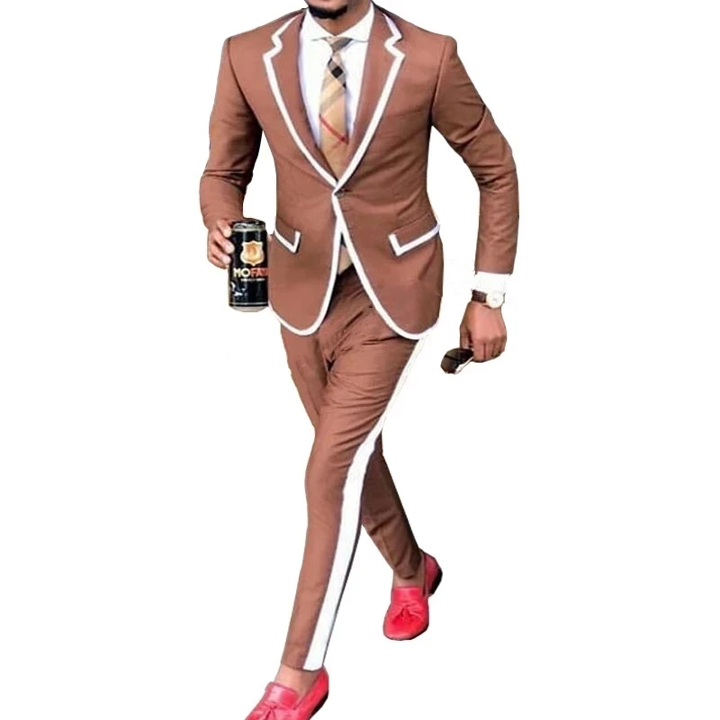 New Arrival One Button Groomsmen Notch Lapel Groom Tuxedos 2 Pieces Men Suits Wedding/Prom Best Blazer ( Jacket+Pants)