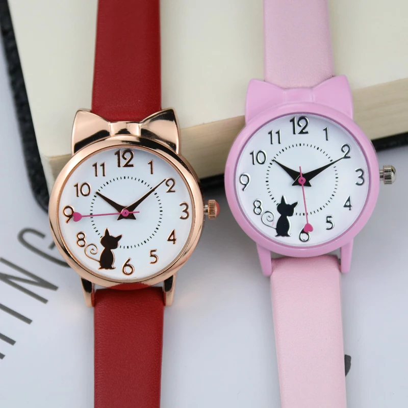 

Hot sale brand Aishy cute cartoon kids watch KT cat children watches belt watch for girl birthday gift, Pink
