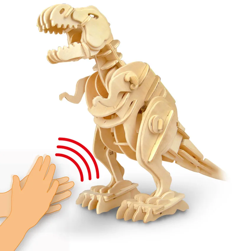 

Robotime Rokr Promotional Products D210 Sound Control Walking Tyrannosaurus Jigsaw 3D Diy Wooden Puzzle for Dropshipping