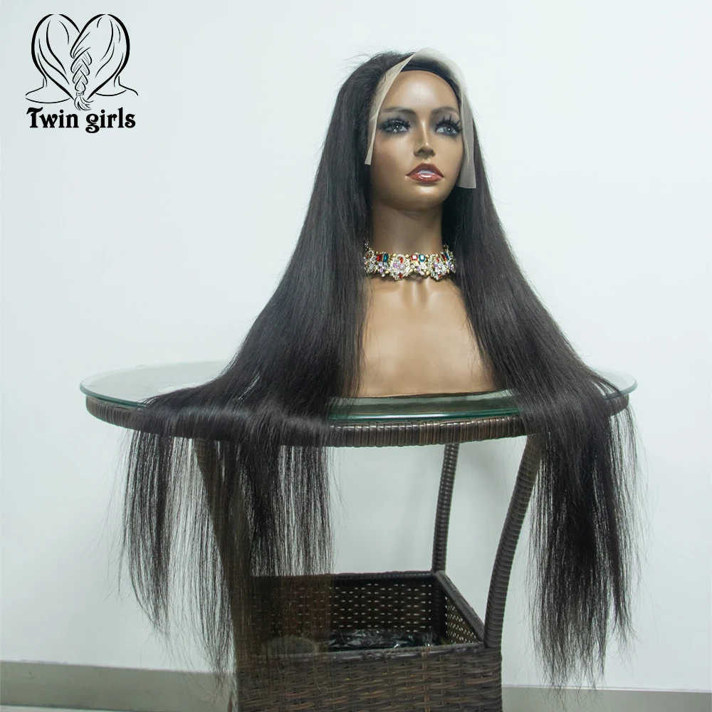 

13X4 lace frontal wig brazilian silky straight half lace wig small knots with baby hairs wholesale wigs 100% human hair, Natural color lace wig