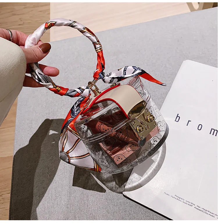 

2020 retro fashion trendy personality wild radio handbag shoulder bag Crossbody bag purse tote Acrylic transparent bag, Colours