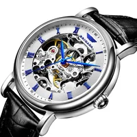 

RTS high quality stainless steel real skeleton seagull mechanical automatic movement transparent caseback watch man for sale