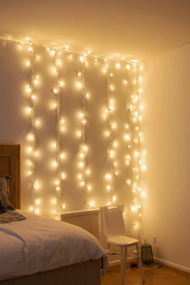 Child Safely Playing with LED String Lights
