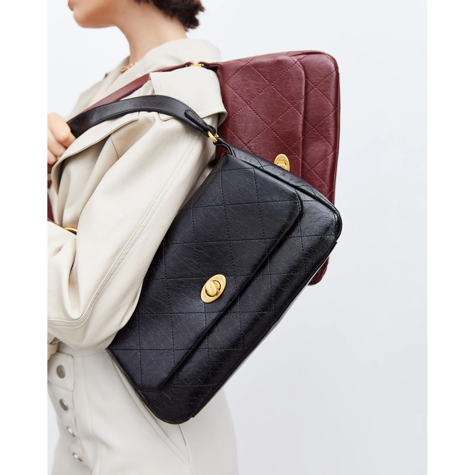 

2021 Vintage diamond quilting French Retro shoulder bag women small Ladies Purse and Handbags underarm Bag