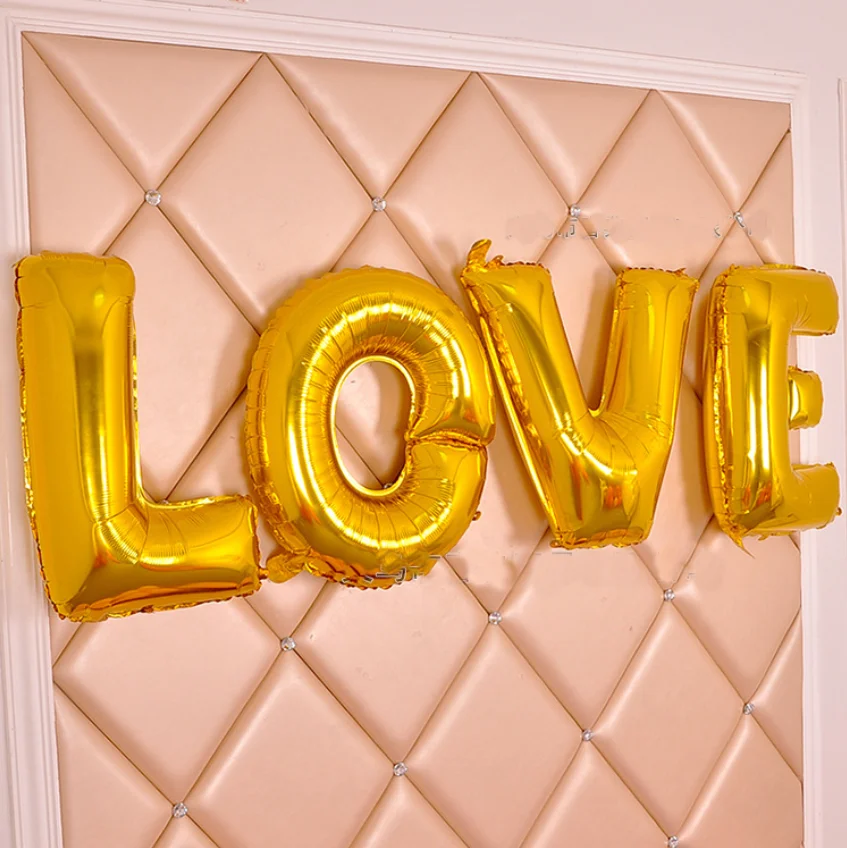 

LOVE Letter Foil Balloon Gold Balloons Anniversary Wedding Birthday Party Decoration Toys 32in Free Shipping