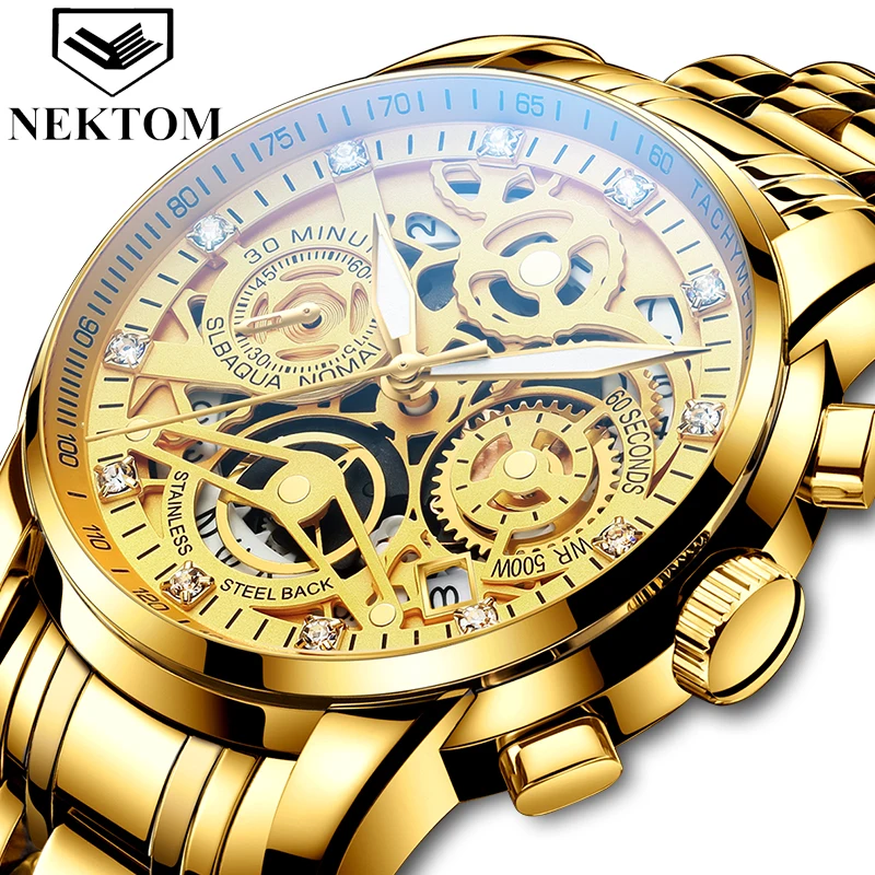 

NEKTOM 2020 Men New Hollow Fashion Luminous Large Dial Men's Watch Multifunction Sports Watch Calendar Waterproof Quartz Watch, 4-color